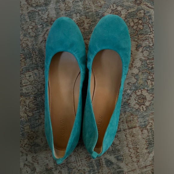 J.Crew Turquoise Suede Flats - Picture 1 of 3